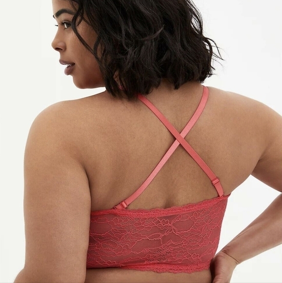 Torrid Lightly Lined Lace Convertible bra Bandeau, Corral, 1x Fits Small… - Picture 4 of 9